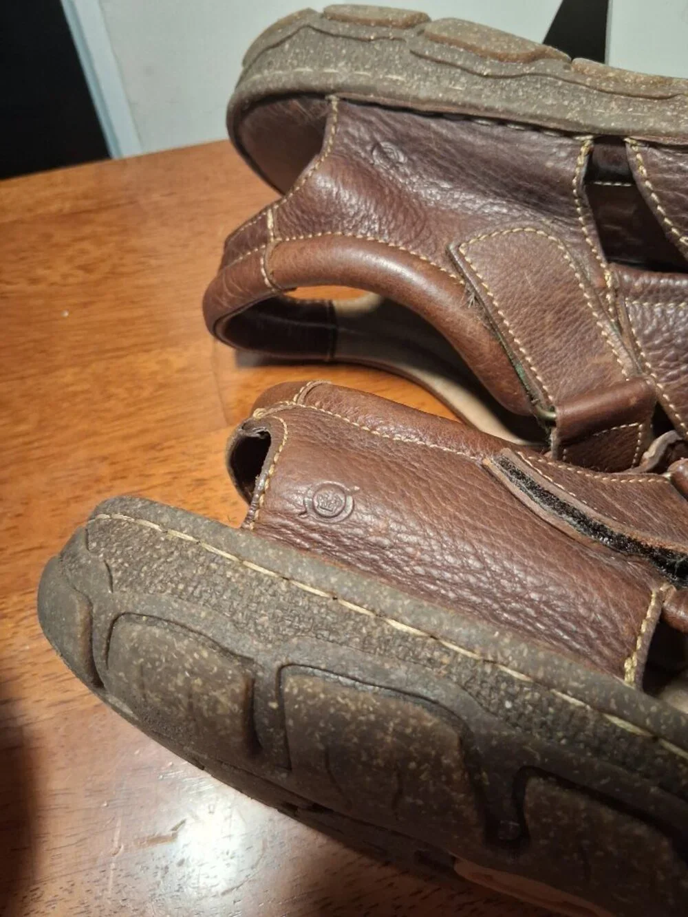 Men's Born Cabot III 3 Brown Leather Fisherman Slingback Sandal Shoes sz 13